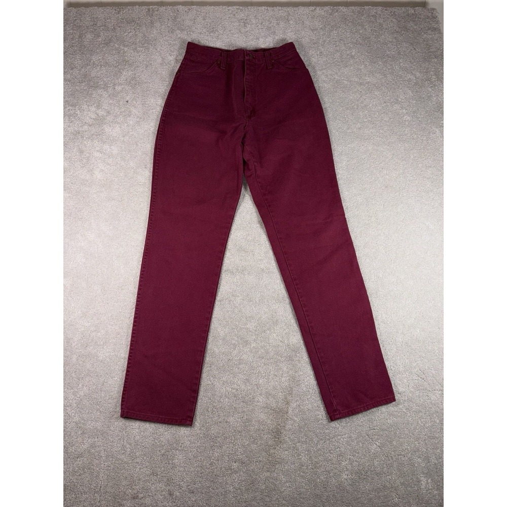 VTG Women's 90s Burgundy Denim Wrangler Jeans WPL6428 12x34 Cowgirl Cut